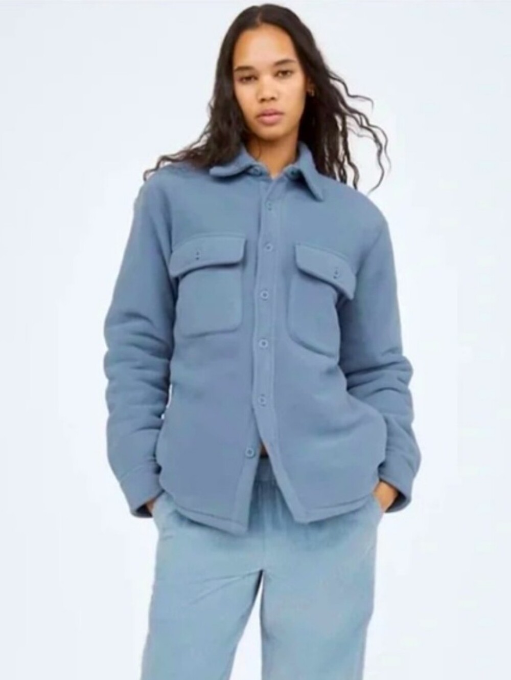 ARITZIA TNA Polar Jacket Women Size 2 (Run Bigger) Blue Color Pockets